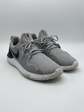 Nike Men's Gray Mesh Athletic Sneakers with Black Swoosh